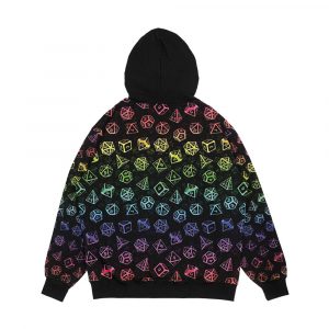 Alternative view of D20 Dice Set Pattern Rainbow Men's All-Over-Print Hoodie