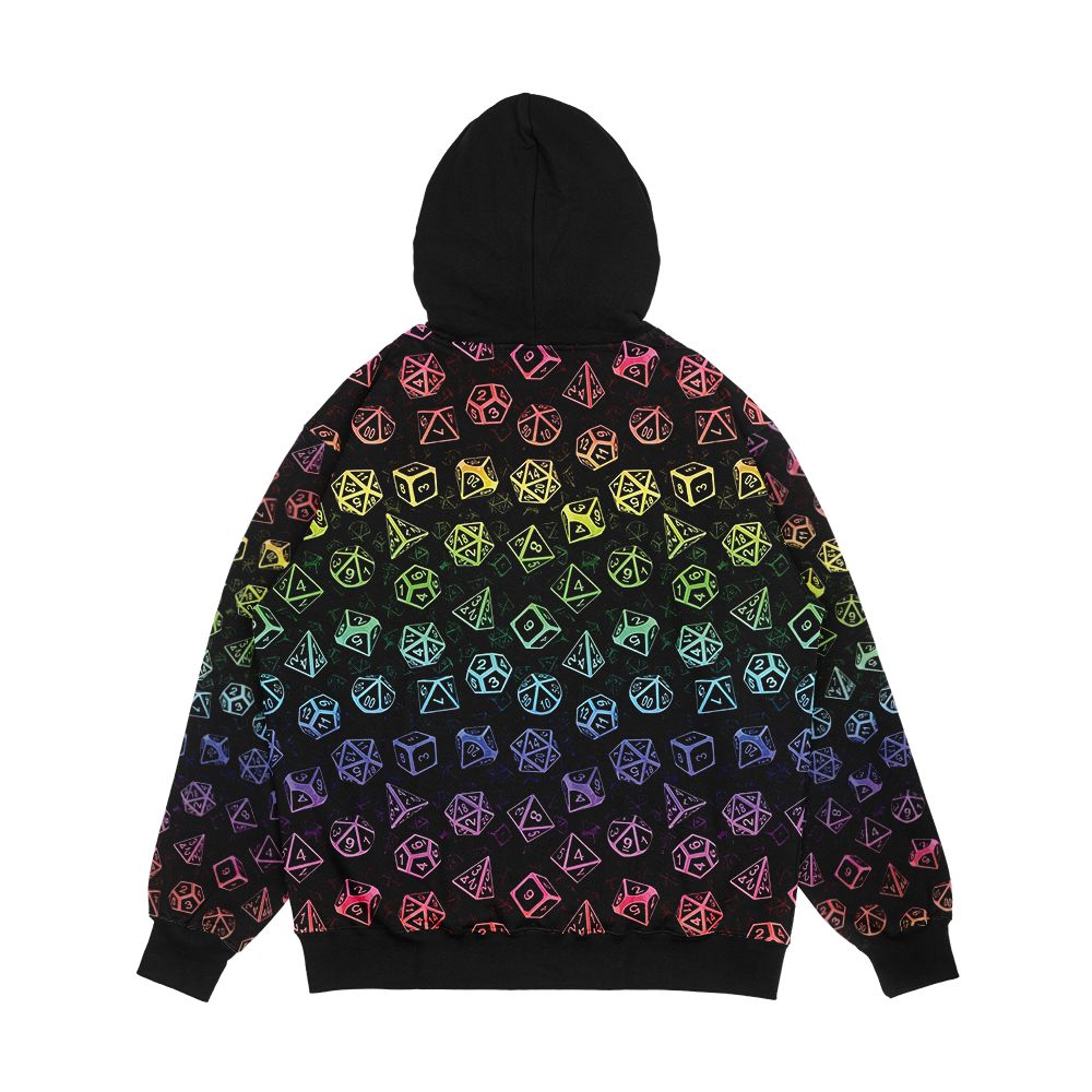 D20 Dice Set Pattern Rainbow Men's All-Over-Print Hoodie - Image 2