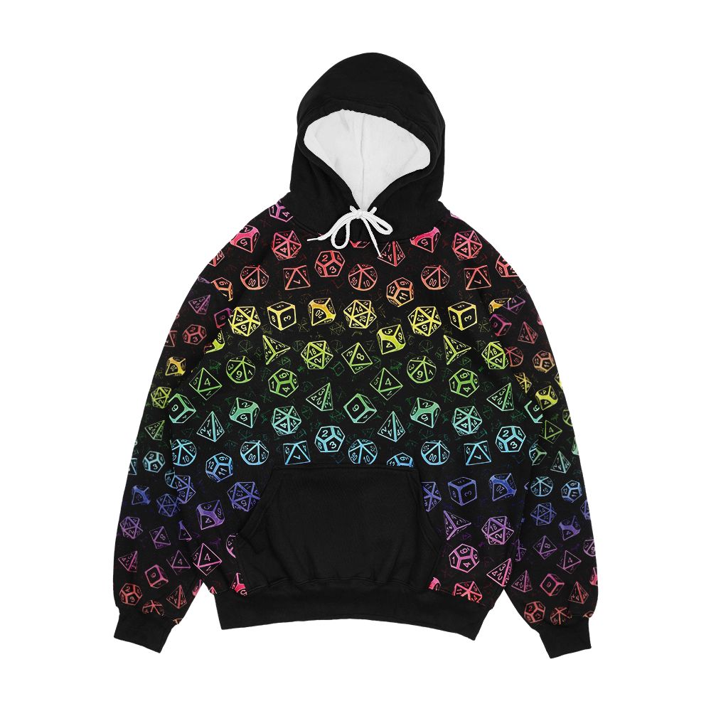 D20 Dice Set Pattern Rainbow Men's All-Over-Print Hoodie