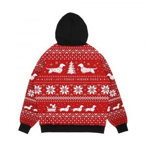 Alternative view of Dachshunds Christmas Sweater Pattern Men's All-Over-Print Hoodie