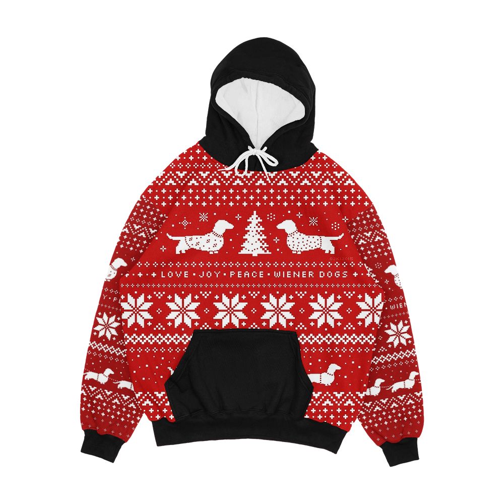 Dachshunds Christmas Sweater Pattern Men's All-Over-Print Hoodie