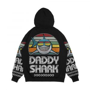 Alternative view of Daddy Shark Retro For Dark Print Men's All-Over-Print Hoodie
