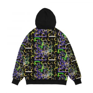 Alternative view of Dan Flashes Pattern Cool Tim Robinson 17 Yellow Green White And Purple Men's All-Over-Print Hoodie