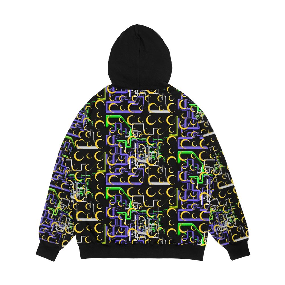 Dan Flashes Pattern Cool Tim Robinson 17 Yellow Green White And Purple Men's All-Over-Print Hoodie - Image 2