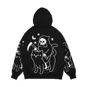 Alternative view of Death Rides A Black Cat Men's All-Over-Print Hoodie