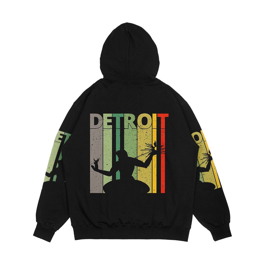 Detroit Spirit Of Detroit Retro Vintage Distressed Design Men's All-Over-Print Hoodie - Image 2