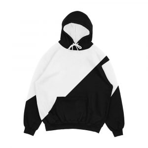 Diagonal Half White And Black Men's All-Over-Print Hoodie