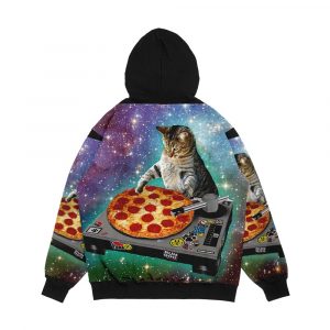Alternative view of Dj Cat Pizza Men's All-Over-Print Hoodie