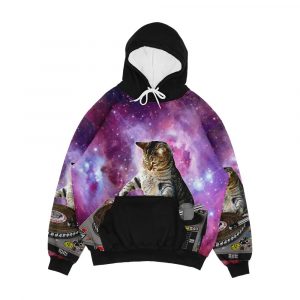 Dj Space Cat Men's All-Over-Print Hoodie