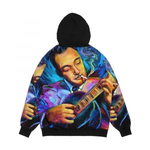 Alternative view of Django Reinhardt Gypsy Jazz Guitarist By Robert Phelps Men's All-Over-Print Hoodie