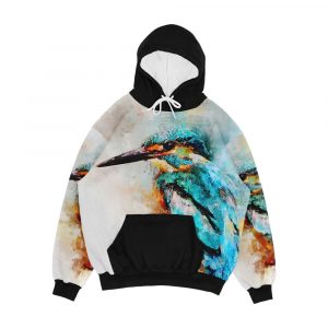 Dramabite Watercolor Kingfisher Men's All-Over-Print Hoodie