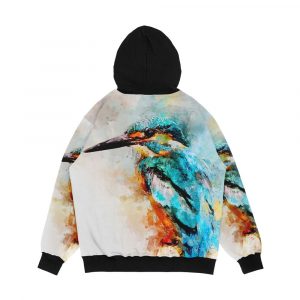 Alternative view of Dramabite Watercolor Kingfisher Men's All-Over-Print Hoodie