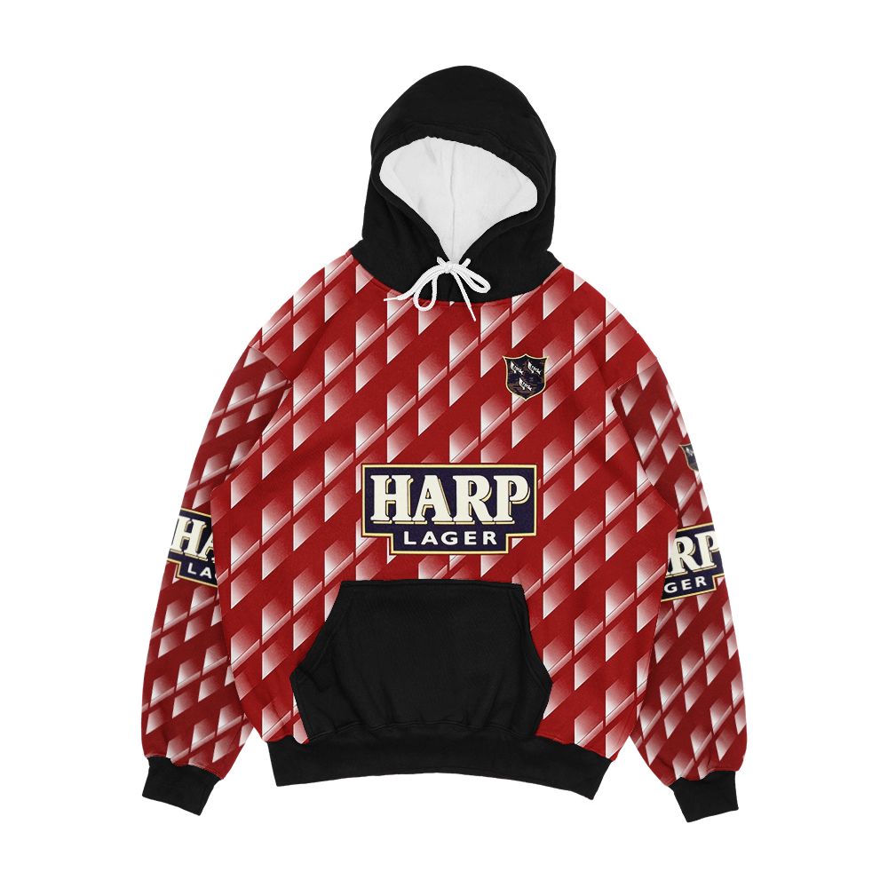 Dundalk Football Club In Black And White Retro 1990 91 Away Shirt Men's All-Over-Print Hoodie