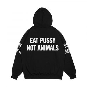 Alternative view of Eat Pussy Not Animals White Men's All-Over-Print Hoodie