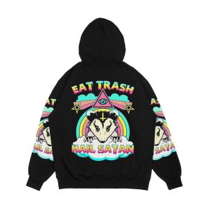 Alternative view of Eat Trash Hail Satan Raccoon Pentagram Satanic Garbage Gang Men's All-Over-Print Hoodie