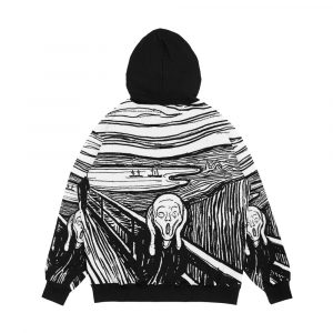 Alternative view of Edvard Munch The Scream Black White Men's All-Over-Print Hoodie