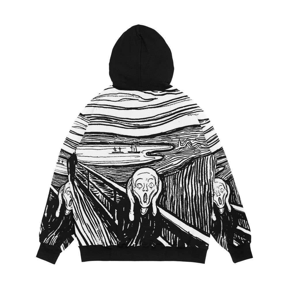 Edvard Munch The Scream Black White Men's All-Over-Print Hoodie - Image 2
