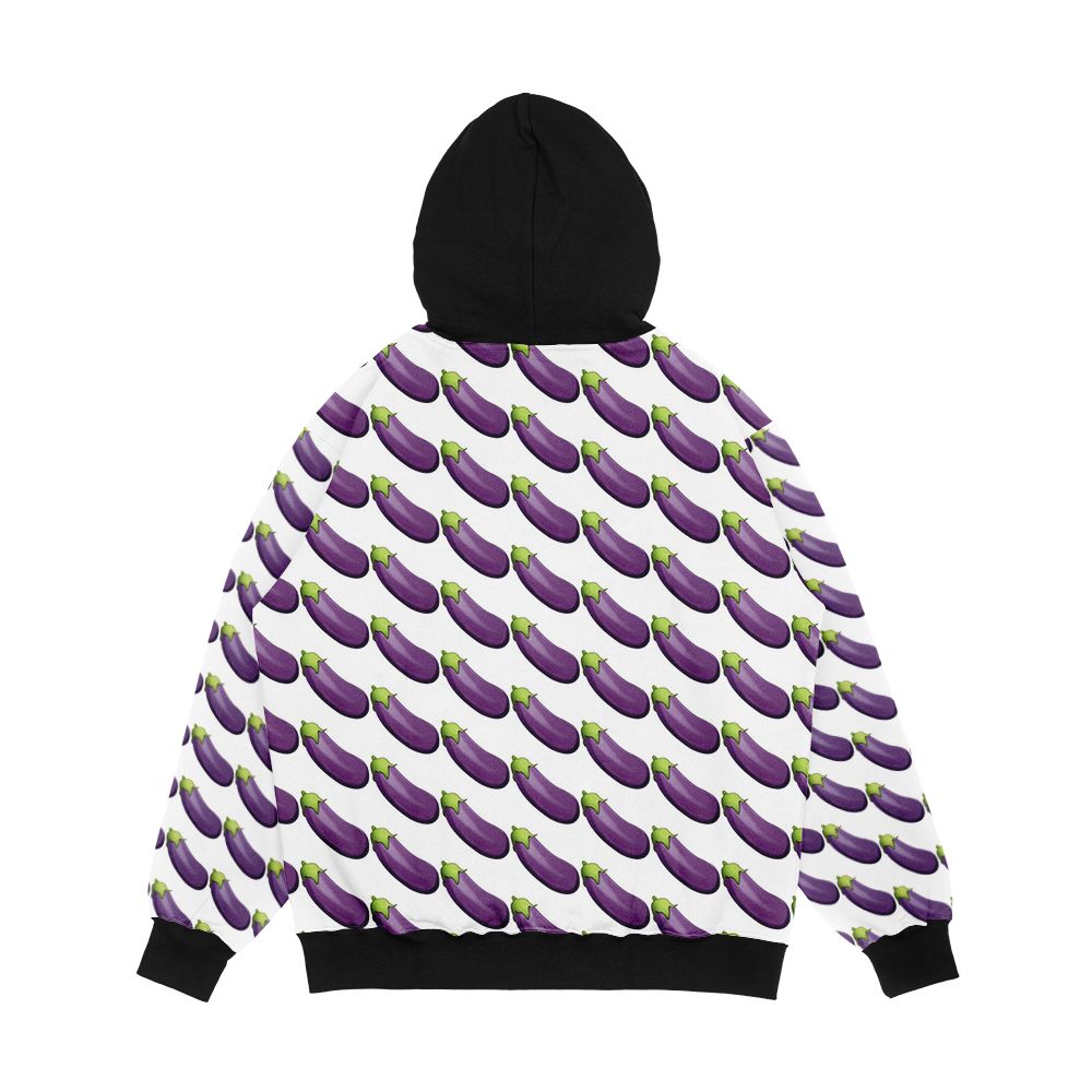 Eggplant Aubergine Emoji Men's All-Over-Print Hoodie - Image 2
