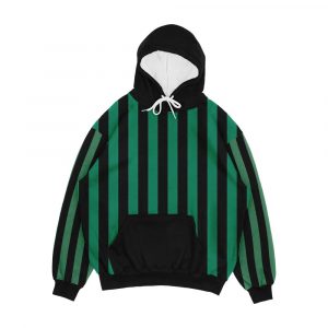 Elf Green And Black Stripes Vertical Medium Stripes Men's All-Over-Print Hoodie