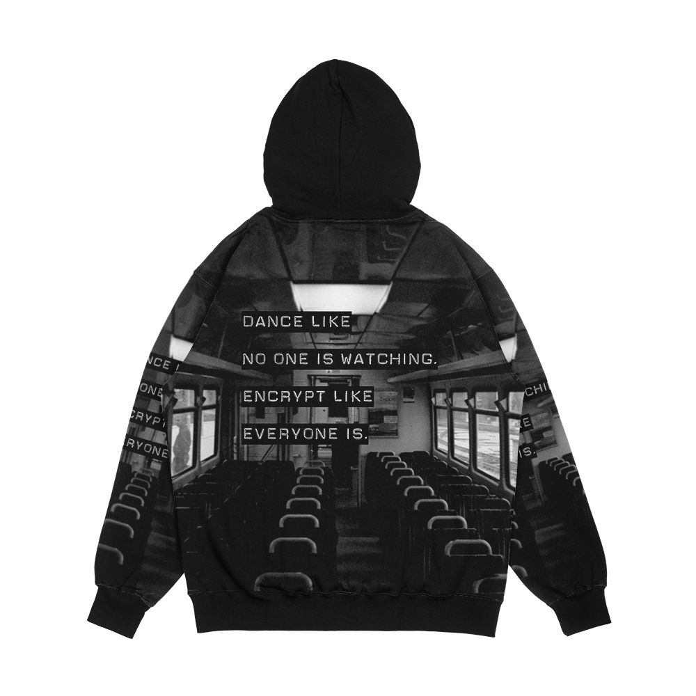 Encrypt Like Everyone Is Watching B And W Bg Men's All-Over-Print Hoodie - Image 2