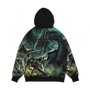 Alternative view of Face A Dragon By Charro Men's All-Over-Print Hoodie