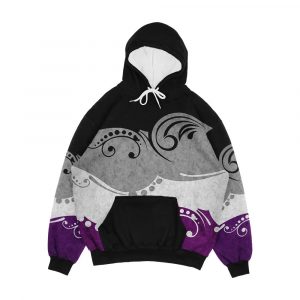 Fancy Swooped And Swirled Asexual Pride Flag Background Men's All-Over-Print Hoodie