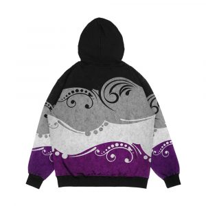 Alternative view of Fancy Swooped And Swirled Asexual Pride Flag Background Men's All-Over-Print Hoodie