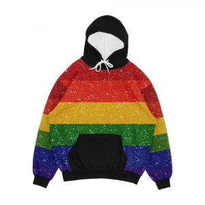 Faux Glitter Lgbtq Pride Rainbow Flag Background Men's All-Over-Print Hoodie