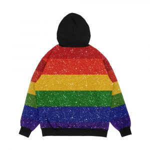 Alternative view of Faux Glitter Lgbtq Pride Rainbow Flag Background Men's All-Over-Print Hoodie