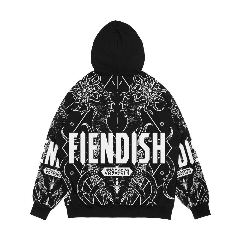 Fiendish Urgastij White Men's All-Over-Print Hoodie - Image 2