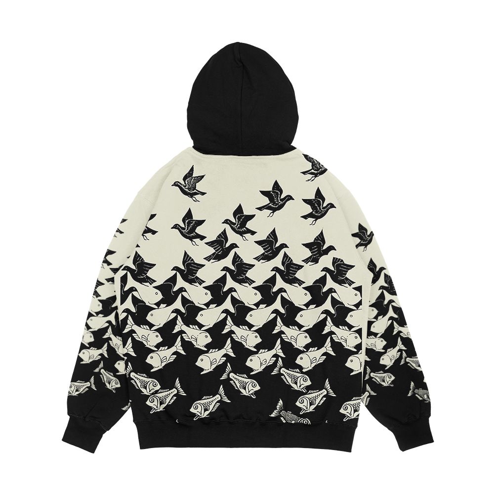 Fish And Birds Art Deco Tessellation Men's All-Over-Print Hoodie - Image 2