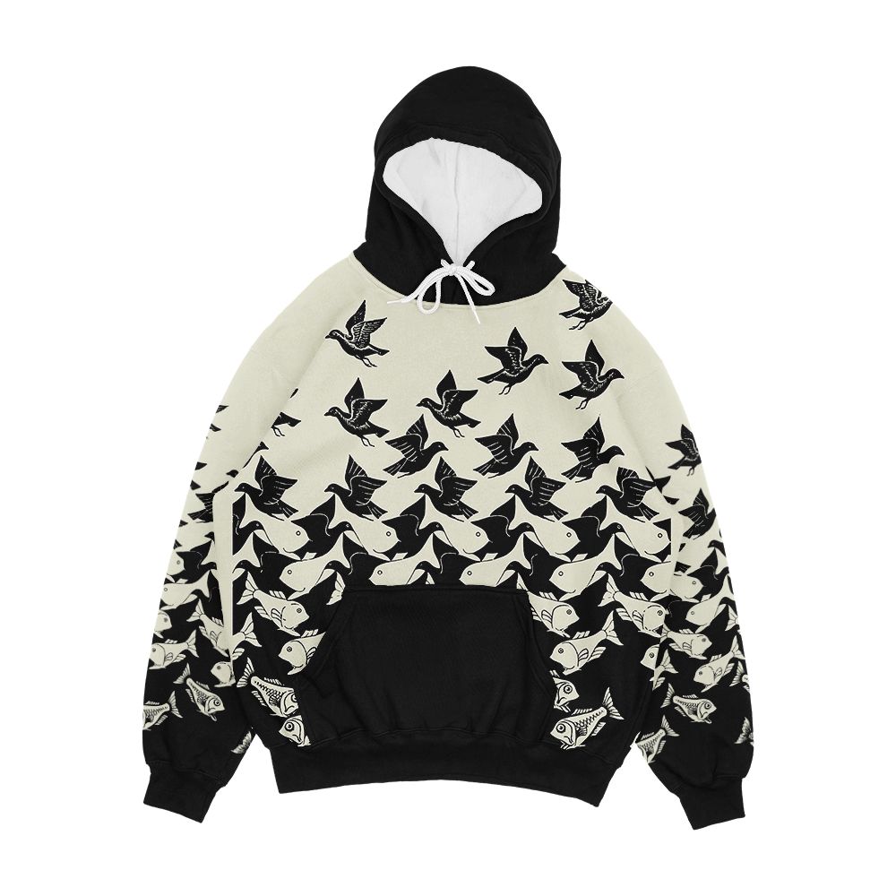 Fish And Birds Art Deco Tessellation Men's All-Over-Print Hoodie