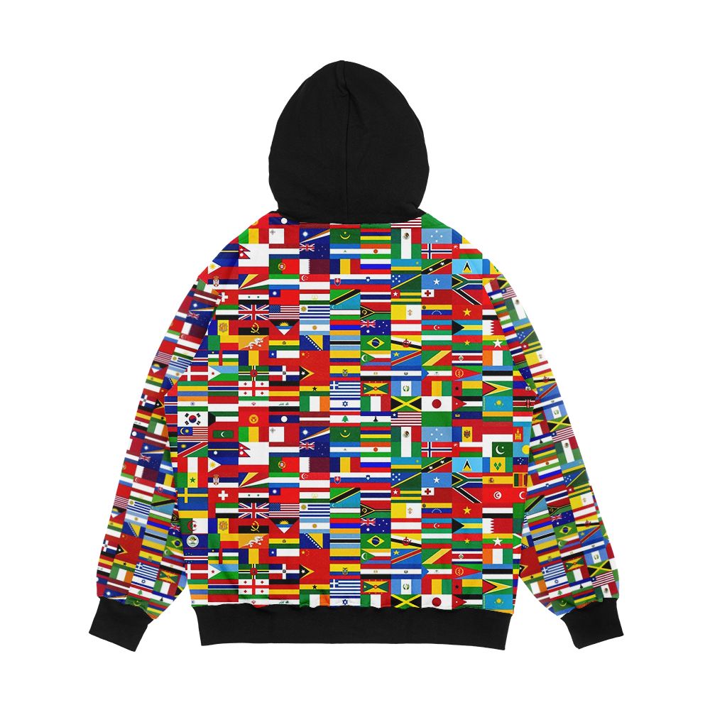 Flag Me World Flags Men's All-Over-Print Hoodie - Image 2