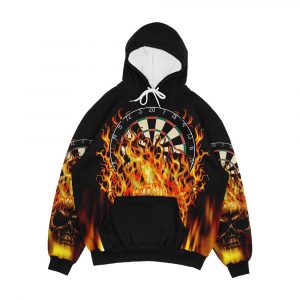 Flaming Skull Dartboard Men's All-Over-Print Hoodie