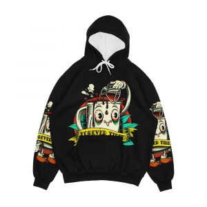 Forever Tired Coffee Mug Cartoon Character Men's All-Over-Print Hoodie