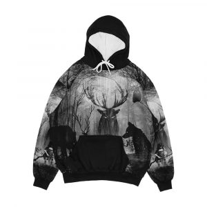 Fox Wolf Deer And Forest Cello Music Men's All-Over-Print Hoodie