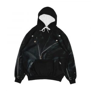 Full Leather Jacket On Black Men's All-Over-Print Hoodie
