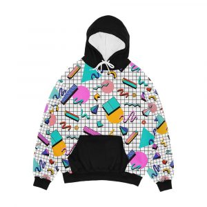 Funky 80S Eighties Memphis Pattern Design Men's All-Over-Print Hoodie