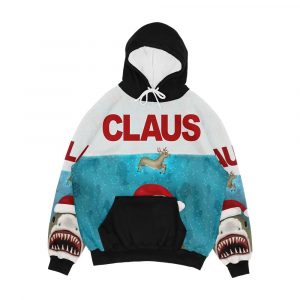 Funny Christmas Santa Claus Shark Reindeer Humor Men's All-Over-Print Hoodie