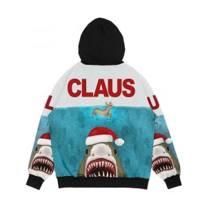 Alternative view of Funny Christmas Santa Claus Shark Reindeer Humor Men's All-Over-Print Hoodie