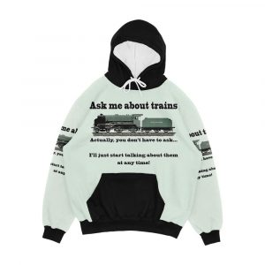 Funny For Train Fans Ask Me About Trains Trainspotter Steam Train Model Trains Men's All-Over-Print Hoodie