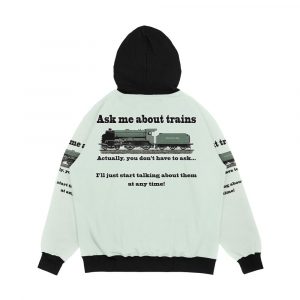Alternative view of Funny For Train Fans Ask Me About Trains Trainspotter Steam Train Model Trains Men's All-Over-Print Hoodie