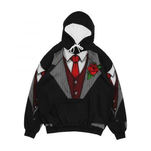 Funny Tuxedo Costume With Rose And Red Tie Halloween Gift Men's All-Over-Print Hoodie