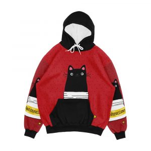 Fur Antidepressant Cute Black Cat Illustration A Gift For A Pet Lover Men's All-Over-Print Hoodie
