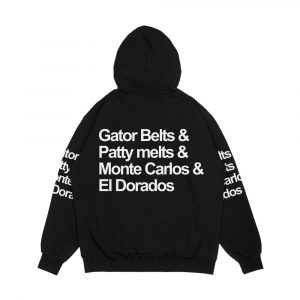 Alternative view of Gator Belts And Patty Melts And Monte Carlo s And El Dorados Men's All-Over-Print Hoodie