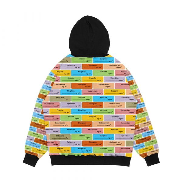 Gift For Anaesthetist Anesthetist Anesthesiologist Drug Label Pattern Men's All-Over-Print Hoodie - Image 2