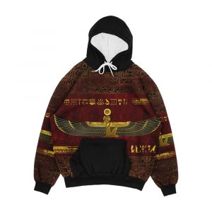 Golden Egyptian God Ornament On Red Leather Men's All-Over-Print Hoodie