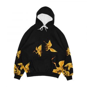 Golden Japanese Cranes Oriental Men's All-Over-Print Hoodie