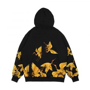 Alternative view of Golden Japanese Cranes Oriental Men's All-Over-Print Hoodie