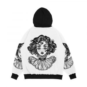 Alternative view of Gothic Witch Girl Head Portrait With Curly Hair And Four Eyes Men's All-Over-Print Hoodie